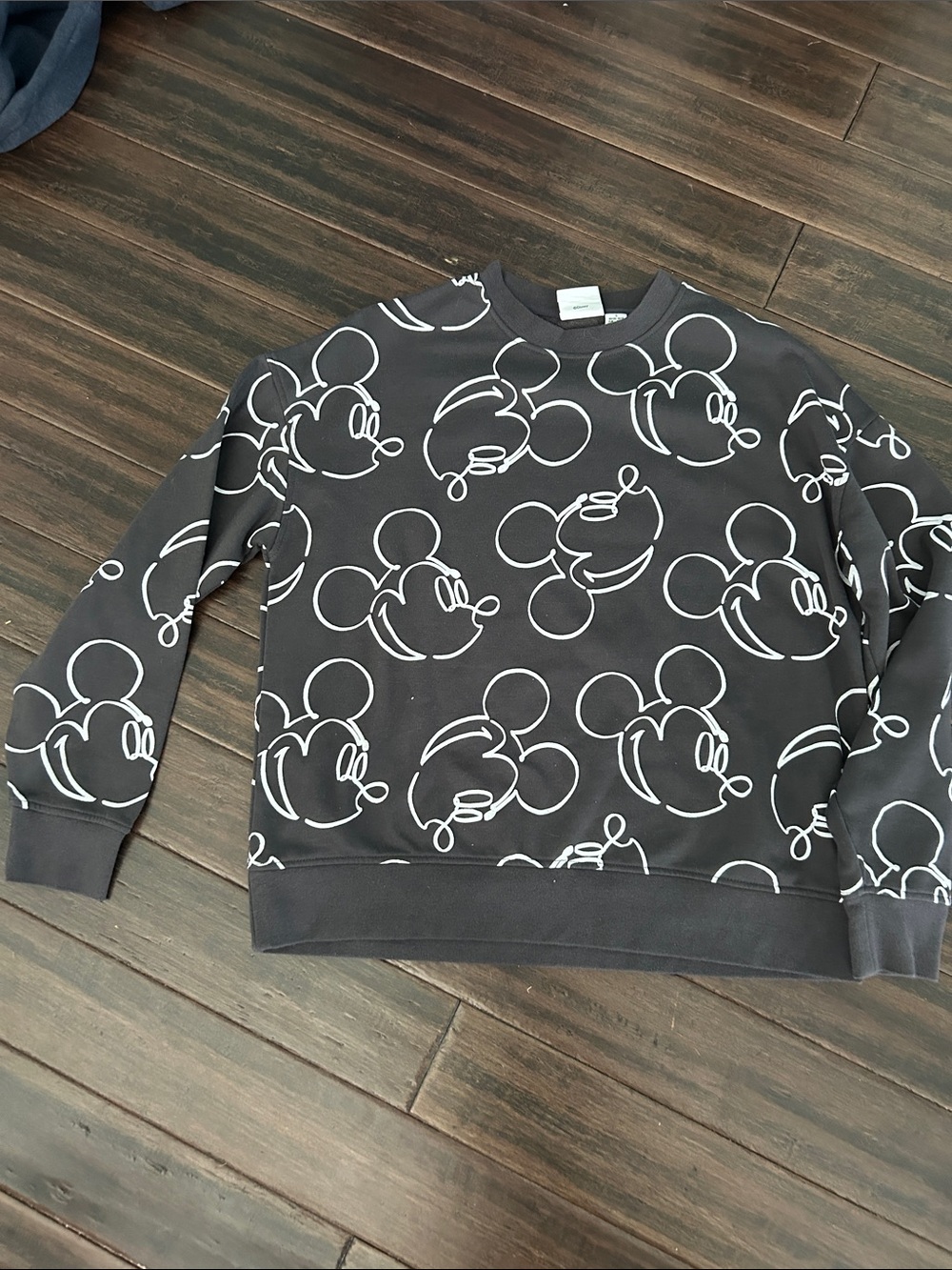 Disney Black Sweatshirt with White Mickey Outline Pattern